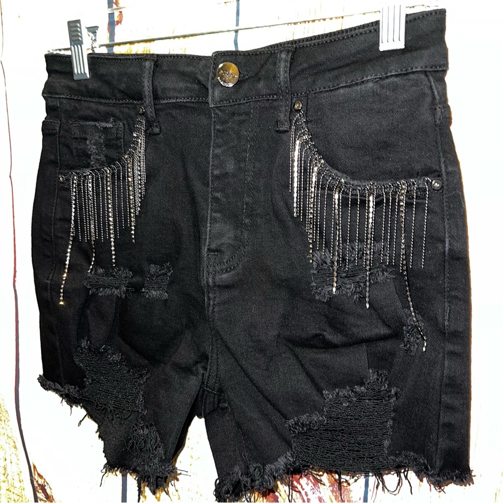 Risen Los Angeles black rhinestone shorts size Small